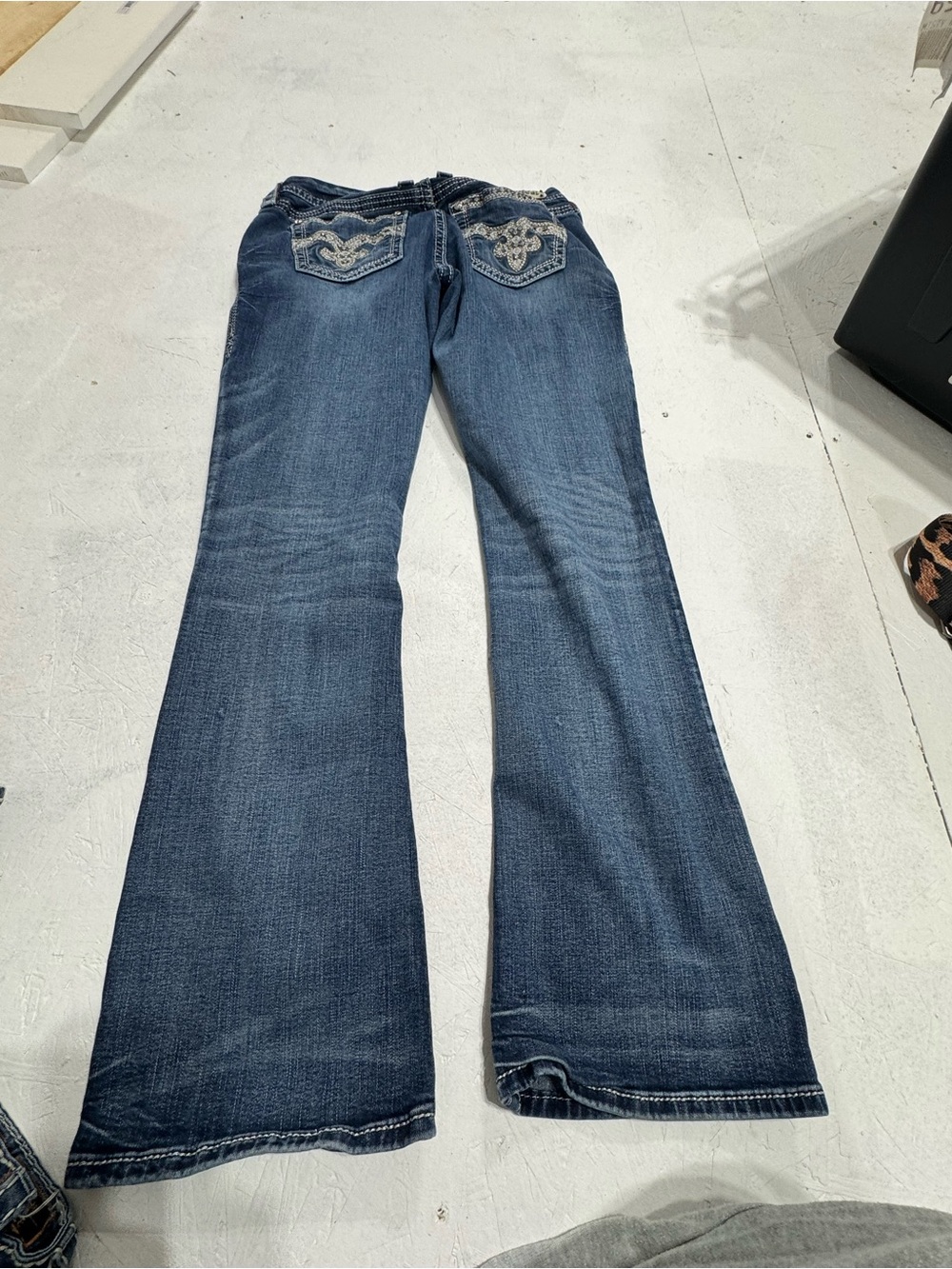Rock Revival Women's Blue Embroidered Pocket Boot Cut Jeans - Picture 3 of 10